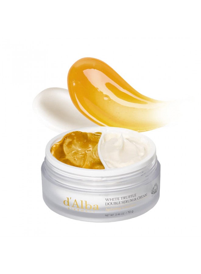 d'Alba Italian White Truffle Double Serum & Cream, Vegan Skincare, 2-in-1 Customizable Hydrating Cream with White Truffles, Suitable for All Skin Types