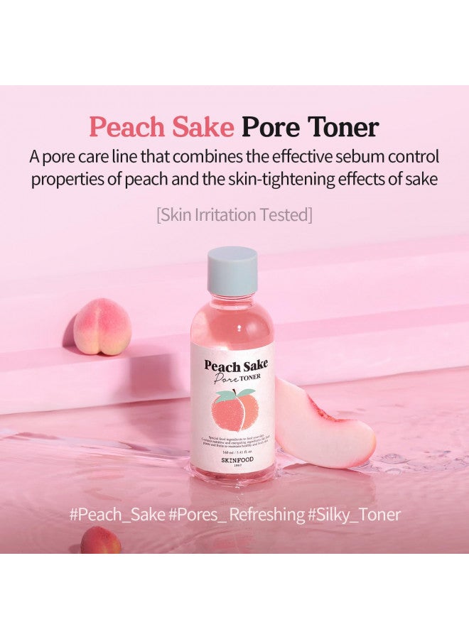SKINFOOD Peach Sake Facial Toner 135ml - Tighten Pores and Sebum Control - Skin Moisturizing, Refining, & Hydrating Facial Toners for Oily Skin - Enlarge and Deep Pores Remedy (4.56 fl.oz.)