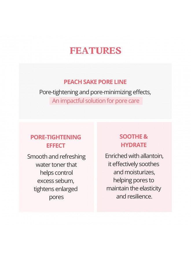 SKINFOOD Peach Sake Facial Toner 135ml - Tighten Pores and Sebum Control - Skin Moisturizing, Refining, & Hydrating Facial Toners for Oily Skin - Enlarge and Deep Pores Remedy (4.56 fl.oz.)