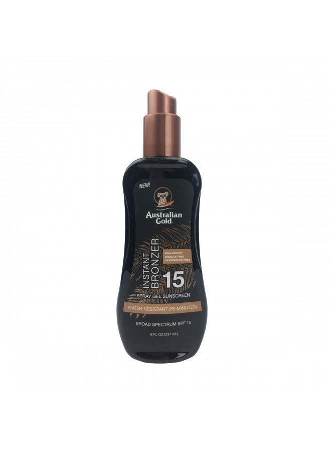 Australian Gold Spray Gel Sunscreen with Instant Bronzer SPF 15, 8 Ounce | Moisturize & Hydrate Skin | Broad Spectrum | Water Resistant | Non-Greasy | Oxybenzone Free | Cruelty Free