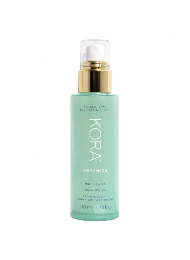 KORA Organics Minty Mineral Hydration Mist with Aloe Vera | Refresh & Uplift | Certified Organic | Cruelty Free | 3.38 fl oz