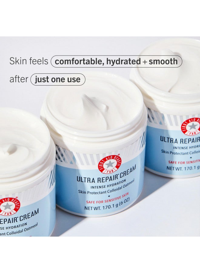 First Aid Beauty Ultra Repair Cream Intense Hydration Moisturizer for Face and Body Rich Whipped Texture Strengthens Skin Barrier + Instantly Relieves Dry, Distressed Skin + Eczema 6 oz