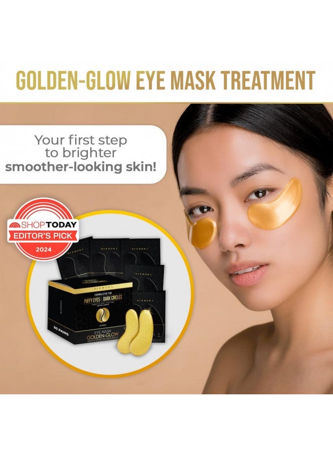 DERMORA 24K Gold Eye Mask - Puffy Eyes and Dark Circles Treatments Look Less Tired and Reduce Wrinkles and Fine Lines Undereye, Revitalize and Refresh Your Skin - 30 Pairs Eye Gels
