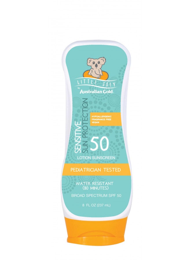 Australian Gold Little Joey Sunscreen Lotion SPF 50, 8 Ounce | Hypoallergenic & Fragrance Free | Broad Spectrum | Water Resistant | Vegan | Pediatrician Tested
