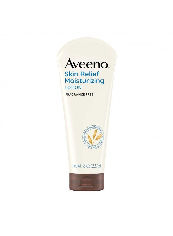 Aveeno Skin Relief 24-Hour Moisturizing Lotion for Sensitive Skin with Natural Shea Butter & Triple Oat Complex, Unscented Therapeutic Lotion for Extra Dry, Itchy Skin, 8 fl. oz