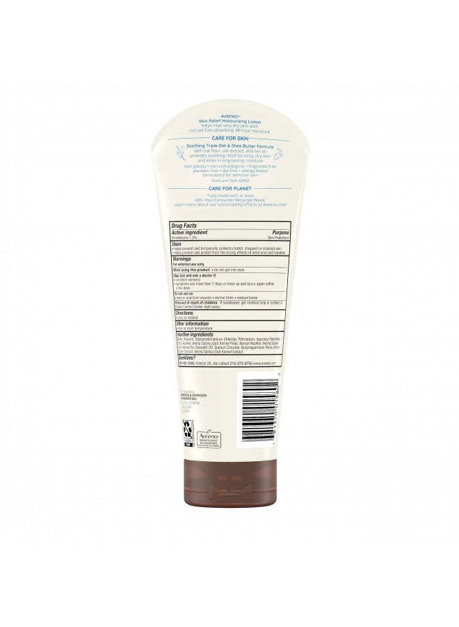 Aveeno Skin Relief 24-Hour Moisturizing Lotion for Sensitive Skin with Natural Shea Butter & Triple Oat Complex, Unscented Therapeutic Lotion for Extra Dry, Itchy Skin, 8 fl. oz