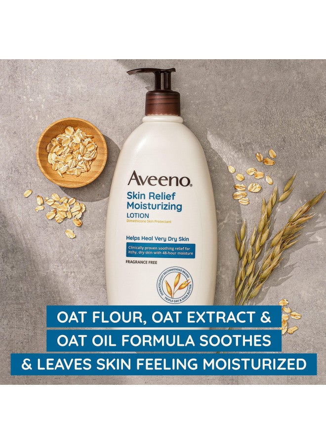 Aveeno Skin Relief 24-Hour Moisturizing Lotion for Sensitive Skin with Natural Shea Butter & Triple Oat Complex, Unscented Therapeutic Lotion for Extra Dry, Itchy Skin, 8 fl. oz