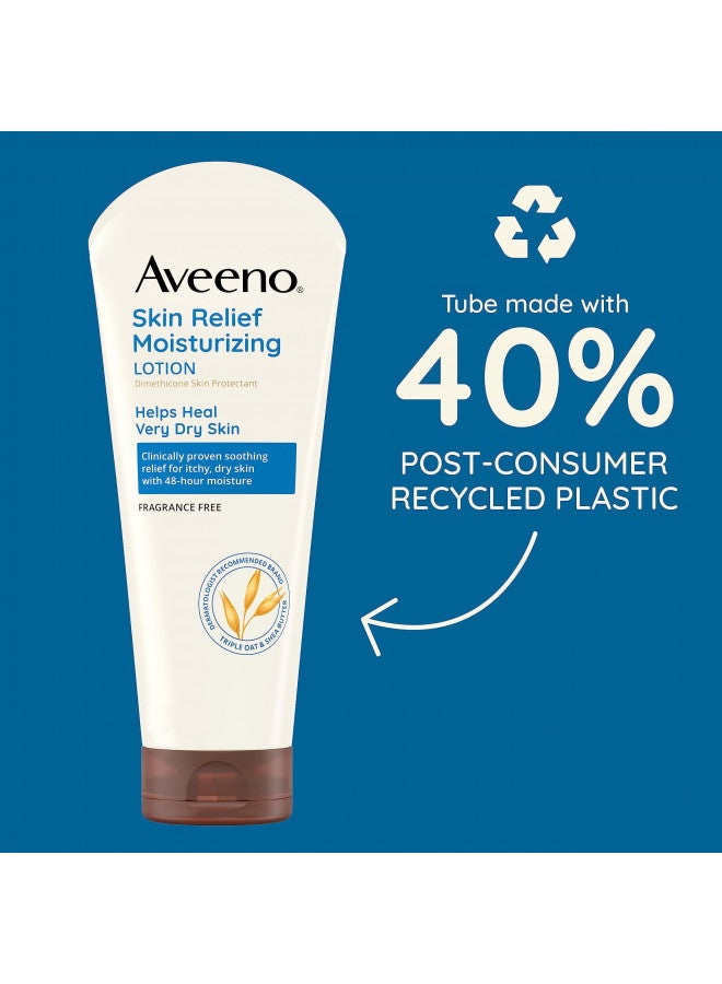 Aveeno Skin Relief 24-Hour Moisturizing Lotion for Sensitive Skin with Natural Shea Butter & Triple Oat Complex, Unscented Therapeutic Lotion for Extra Dry, Itchy Skin, 8 fl. oz