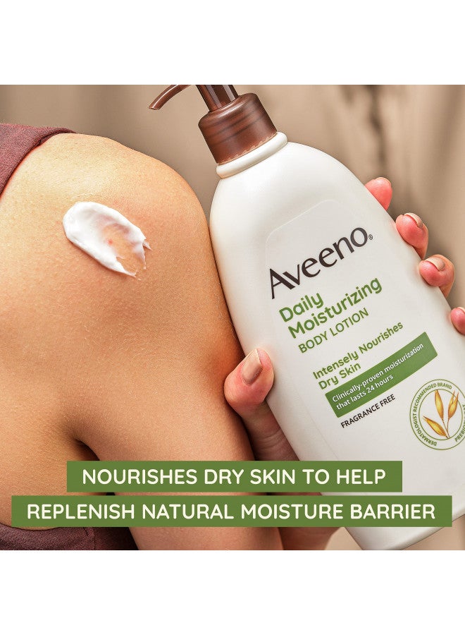 Aveeno Daily Moisturizing Body Lotion with Soothing Prebiotic Oat, Gentle Lotion Nourishes Dry Skin With Moisture, Paraben-, Dye- & Fragrance-Free, Non-Greasy & Non-Comedogenic, 12 fl. oz