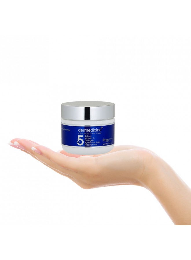 5 in 1 Retinol, Vitamin C, Collagen, Hyaluronic Acid and Niacinamide | Potent Face Cream which May Help Improve Appearance of Fine Lines and Wrinkles and Reduce Appearance of Dark Spots | 2 oz / 60ml