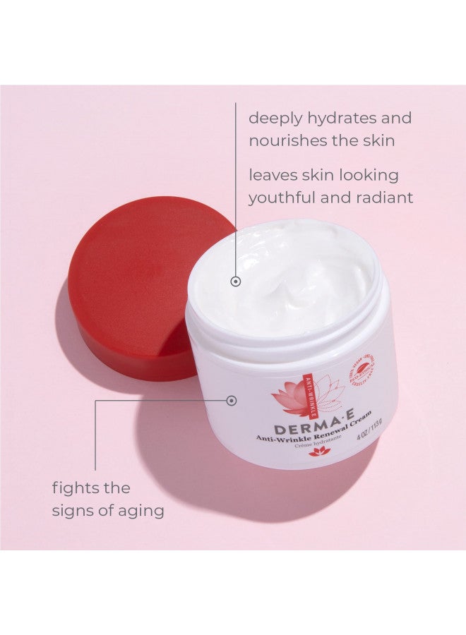 DERMA-E Anti-Wrinkle Renewal Skin Cream Vitamin A (Retinyl Palmate) Wrinkle Treatment Cream Vegan Anti-Aging Moisturizer to Smooth & Renew Aging Skin, 4 oz