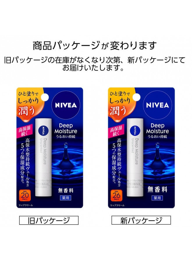 NIVEA LipCare Lip Deep Moisture Unscented SPF16 PA+ 2.2g (Japan Import)