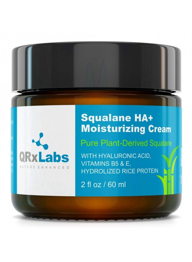 Pure Plant-Based Squalane HA+ Moisturizing Cream with Hyaluronic Acid Organic ECOCERT Approved USDA Certified Squalane Derived from Sugarcane Best Moisturizer For Face, Body & Skin - 2 fl / 60 ml