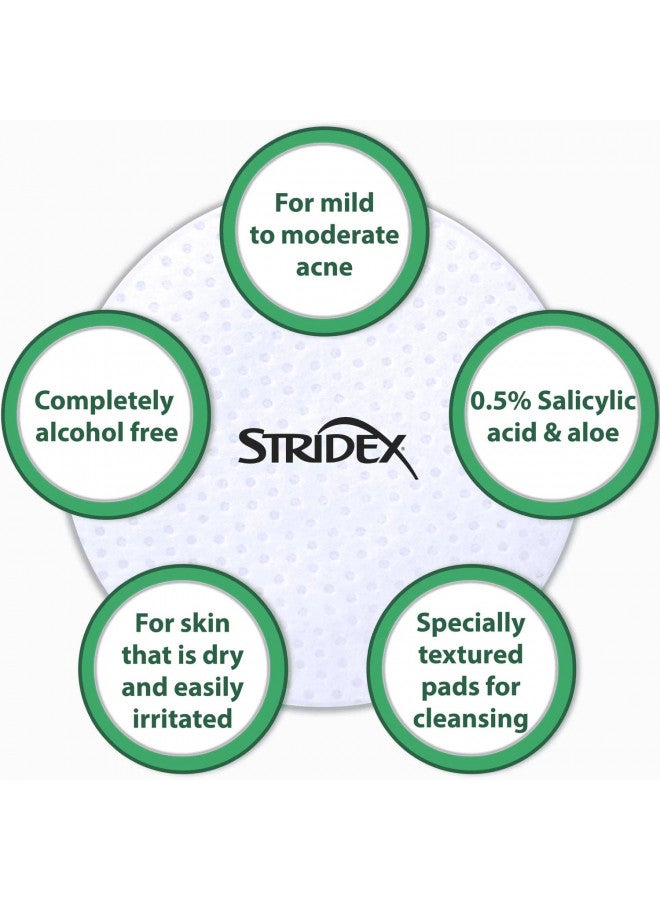 Stridex Daily Care Acne Pads with Aloe, Sensitive Skin - 90 Count (Pack of 2)