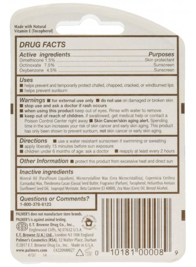 E.T. BROWNE Palmers Cocoa Butter Formula Lip Balm, Pack of 12