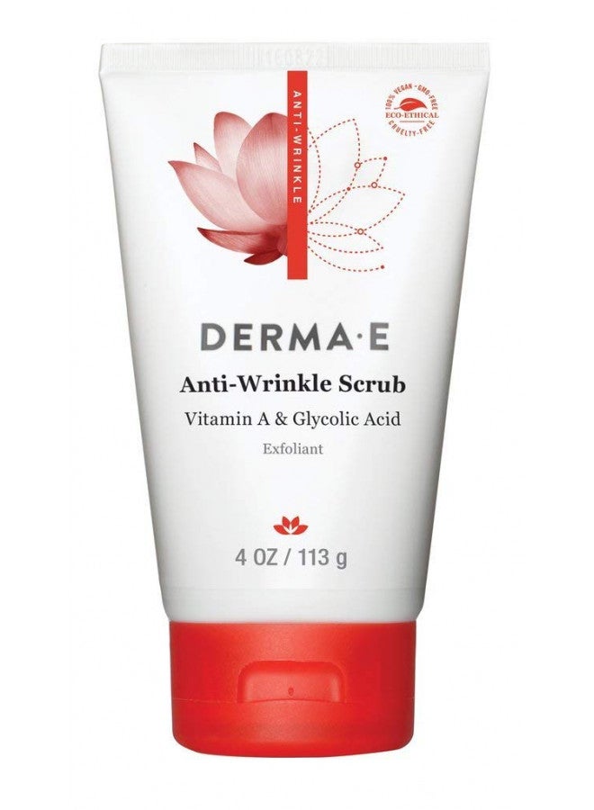 DERMA E Anti-Wrinkle Scrub Anti-Aging Face Wash with Glycolic Acid and Vitamin A Cleansing and Exfoliating Treatment Removes Makeup, Oil and Impurities, 4 oz