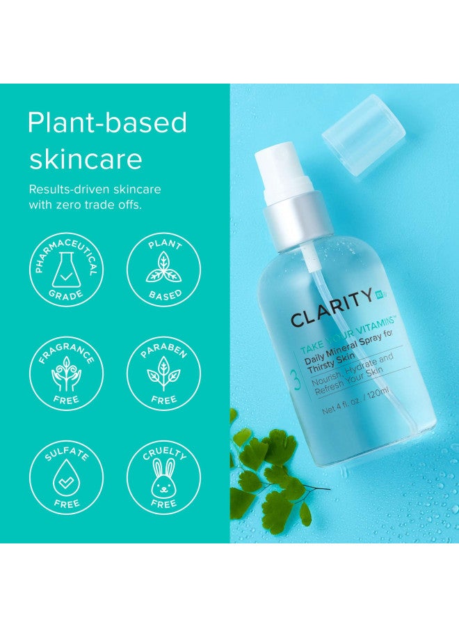 ClarityRx Take Your Vitamins Daily Mineral Spray for Dry Skin, Natural Plant-Based Moisturizing Face & Body Mist for All Skin Types (4 fl oz)