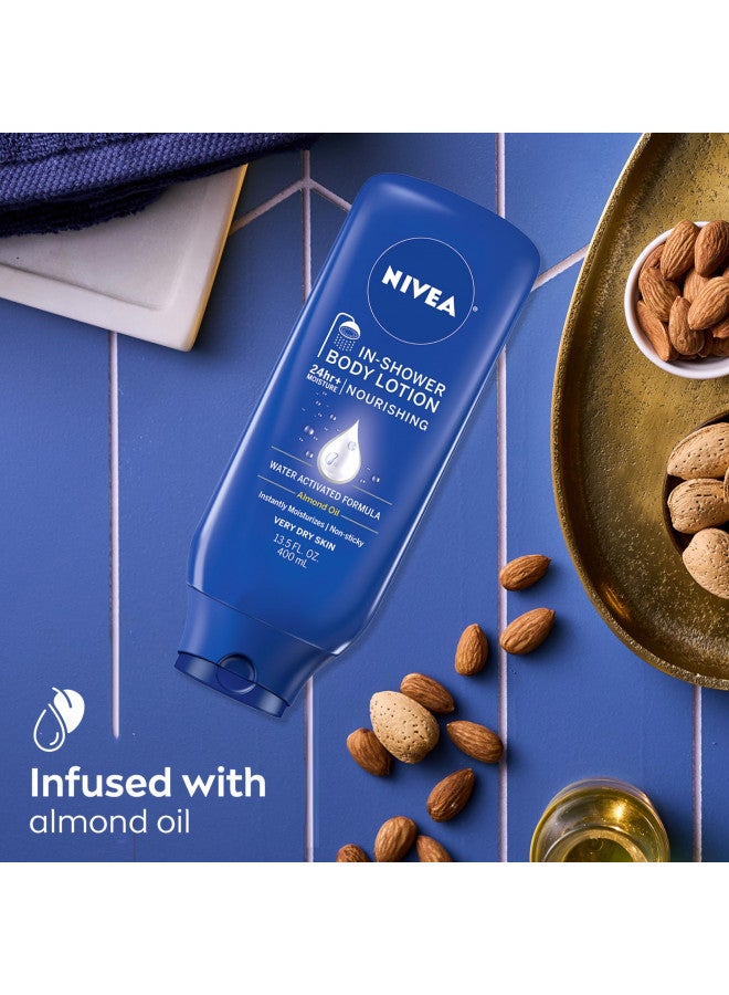 NIVEA Nourishing In Shower Lotion, Body Lotion for Dry Skin, 13.5 Fl Oz Bottle