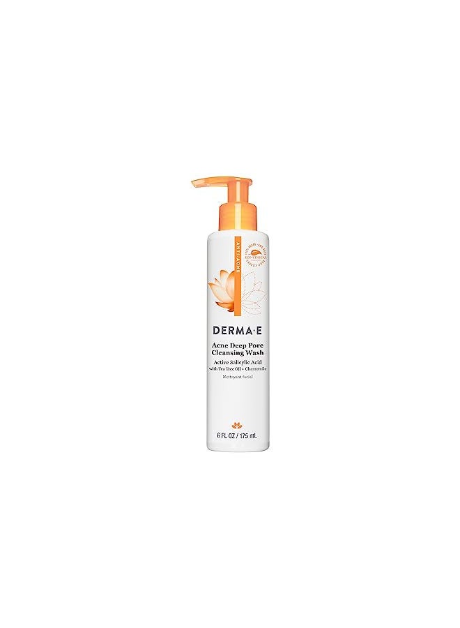 DERMA-E Acne Deep Pore Cleansing Wash Blemish Control Facial Cleanser with Salicylic Acid - Gentle Oil Control Face Wash Soothes and Balances Skin, 6 fl oz