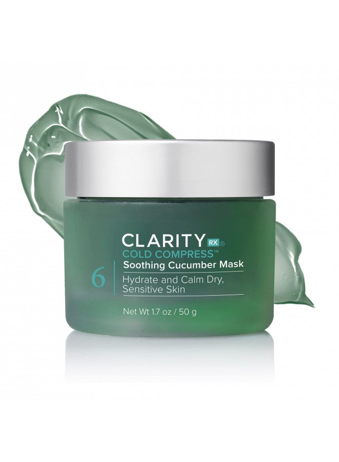 ClarityRx Cold Compress Soothing Cucumber Face Mask, Natural Plant-Based Cooling Facial Treatment with Aloe for Sensitive & Rosacea-Prone Skin (1.7 oz)