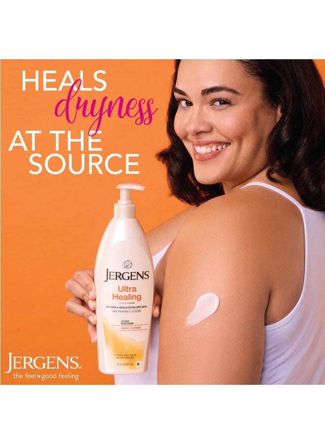 Jergens Ultra Healing Dry Skin Moisturizer, Body and Hand Lotion, for Absorption into Extra Dry Skin, 21 Ounce, with HYDRALUCENCE blend, Vitamins C, E, and B5