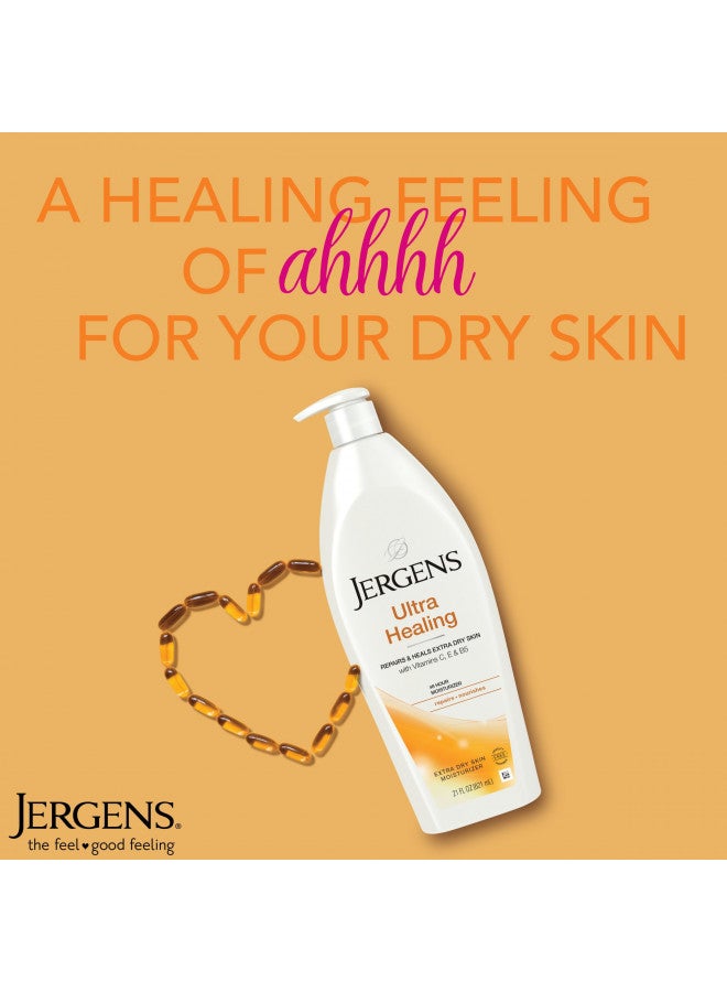 Jergens Ultra Healing Dry Skin Moisturizer, Body and Hand Lotion, for Absorption into Extra Dry Skin, 21 Ounce, with HYDRALUCENCE blend, Vitamins C, E, and B5
