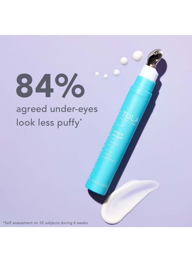 TULA Skin Care Instant De-Puff Eye Renewal Serum - Dark Circles Under Eye Treatment, Reduce Puffiness and Signs of Wrinkles, 0.5 fl oz.