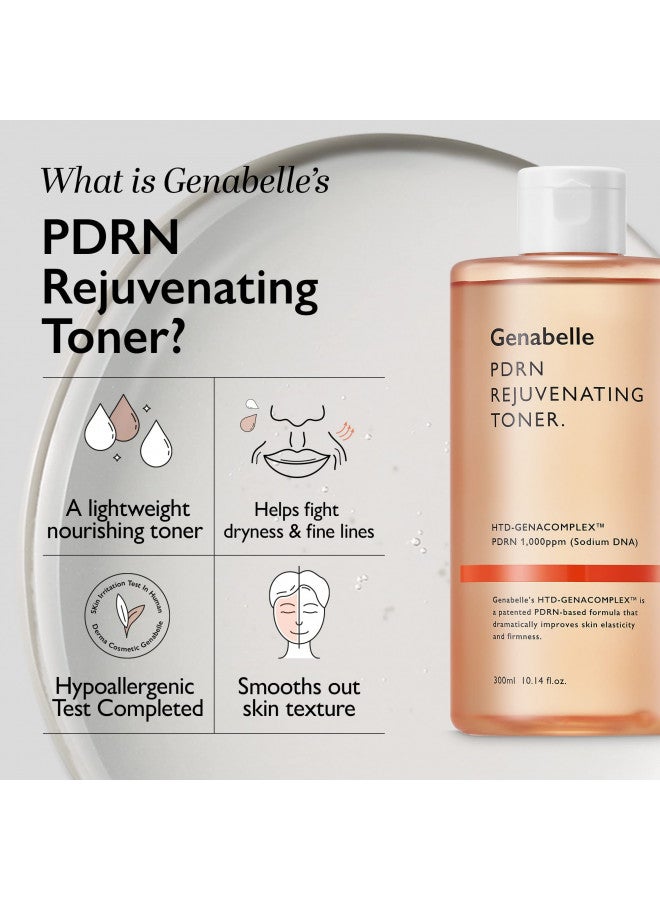 Genabelle PDRN Rejuvenating Toner - Improves Skin Barrier & Hydrates Skin Deep with PDRN, Panthenol, & Hyaluronic Acid for Soft & Glowing Skin - 10.14 fl.oz/300ml