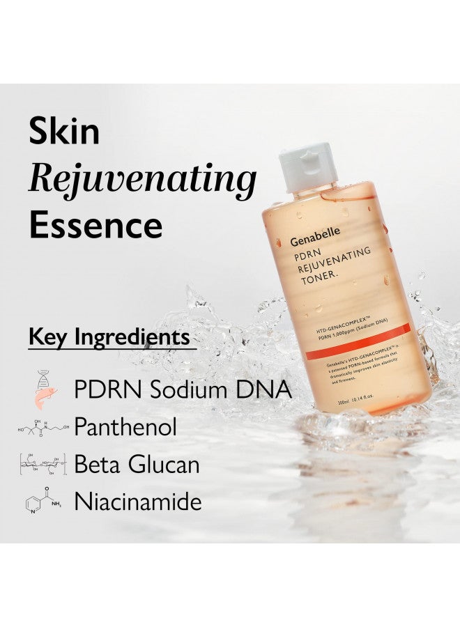 Genabelle PDRN Rejuvenating Toner - Improves Skin Barrier & Hydrates Skin Deep with PDRN, Panthenol, & Hyaluronic Acid for Soft & Glowing Skin - 10.14 fl.oz/300ml