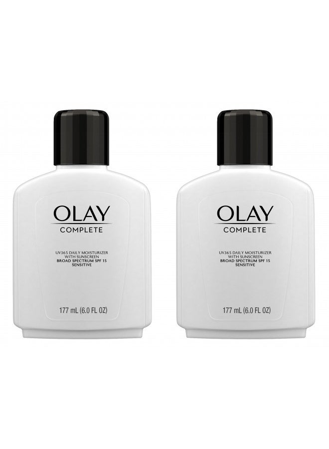 Face Moisturizer by Olay Complete Lotion All Day Moisturizer with Sunscreen SPF 15 for Sensitive Skin, 6.0 fl oz (Pack of 2)