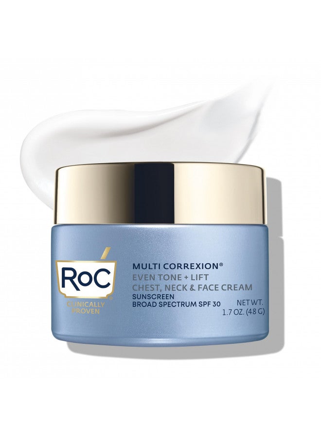 RoC Multi Correxion 5 in 1 Chest, Neck, and Face Moisturizer Cream with SPF 30, for Neck Firming and Wrinkles, Vitamin E & Shea Butter, Oil Free Skin Care, 1.7 Oz