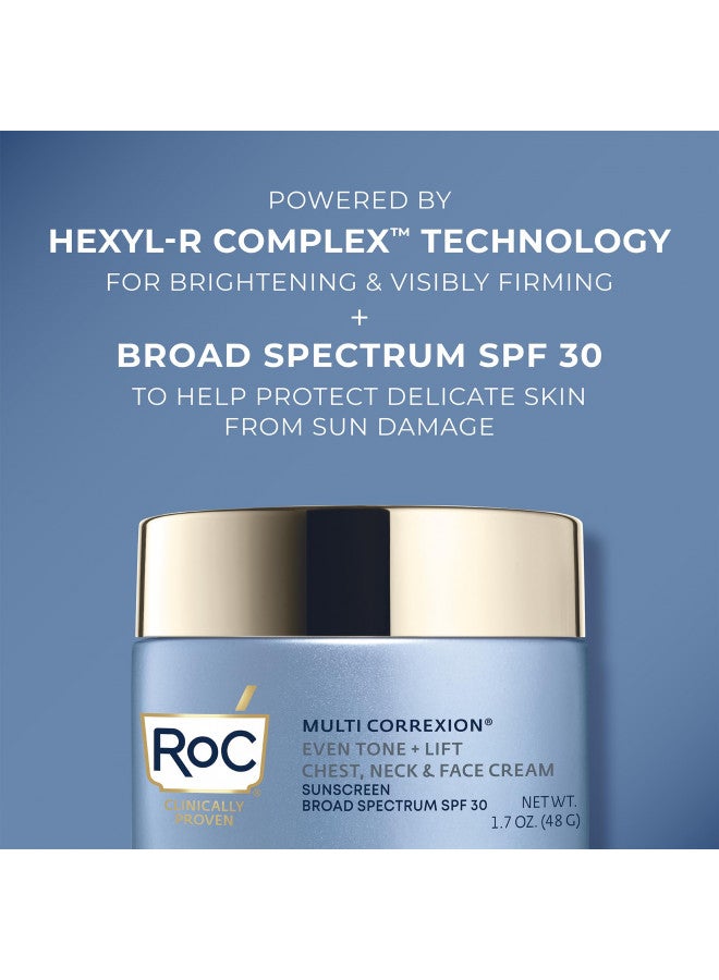 RoC Multi Correxion 5 in 1 Chest, Neck, and Face Moisturizer Cream with SPF 30, for Neck Firming and Wrinkles, Vitamin E & Shea Butter, Oil Free Skin Care, 1.7 Oz