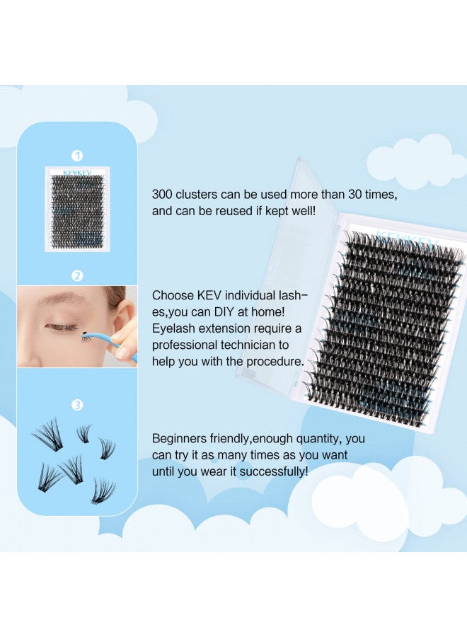 300 Pcs Individual Lashes Lash Clusters DIY Lash Extension Cluster Lashes that Look Like Eyelash Extensions Self Applicaton at Home Volume Dramtic Look(50D,D-18mm)