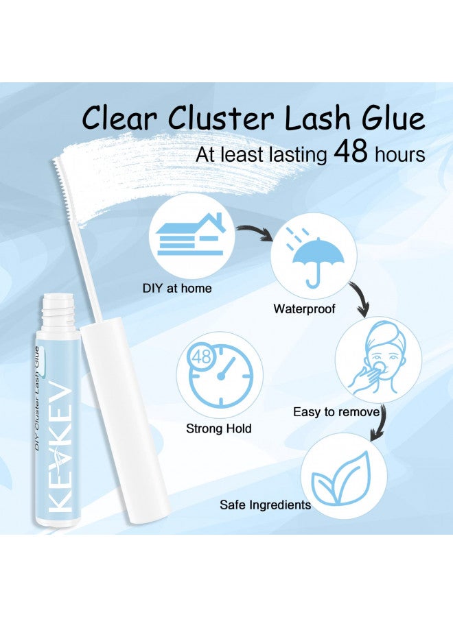 Cluster Lash Glue and Eyelash Remover Kit for Lash Clusters DIY Lash Extension 5ml Clear Lash Bond Strong Hold 48H Oil Lash Remover Fast Cleansing No Residue (5ml Clear Glue & 5ml Oil Remover)