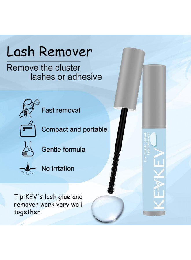 Cluster Lash Glue and Eyelash Remover Kit for Lash Clusters DIY Lash Extension 5ml Clear Lash Bond Strong Hold 48H Oil Lash Remover Fast Cleansing No Residue (5ml Clear Glue & 5ml Oil Remover)