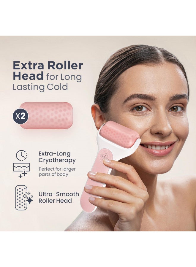 Eli with Love Ice Roller for Face Premium Facial Ice Roller with Carry Case and 2X Rollers for Long Lasting Cold - Eye Roller for Puffy Eyes & Cold Massage for Migraines (Pink)