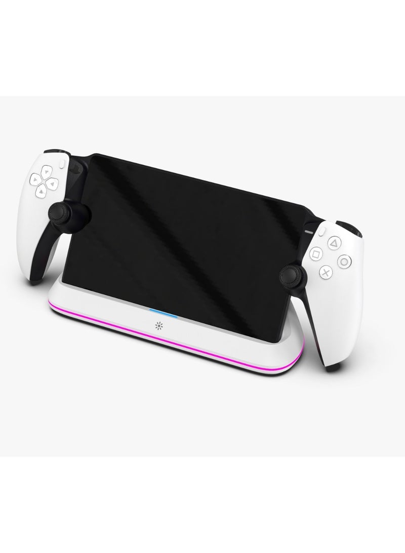 PS Portal Charge & Docking Station with Magnetic Charging and RGB Light / Built-in Safeguard / Anti-Slip Dock Base - White