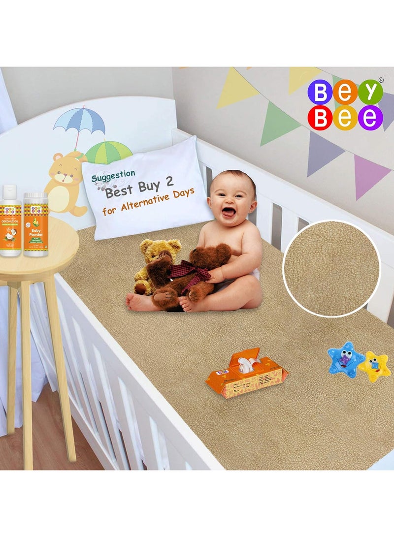 Beybee Quick Dry Baby Bed Protector Waterproof Sheet - Medium (Beige)