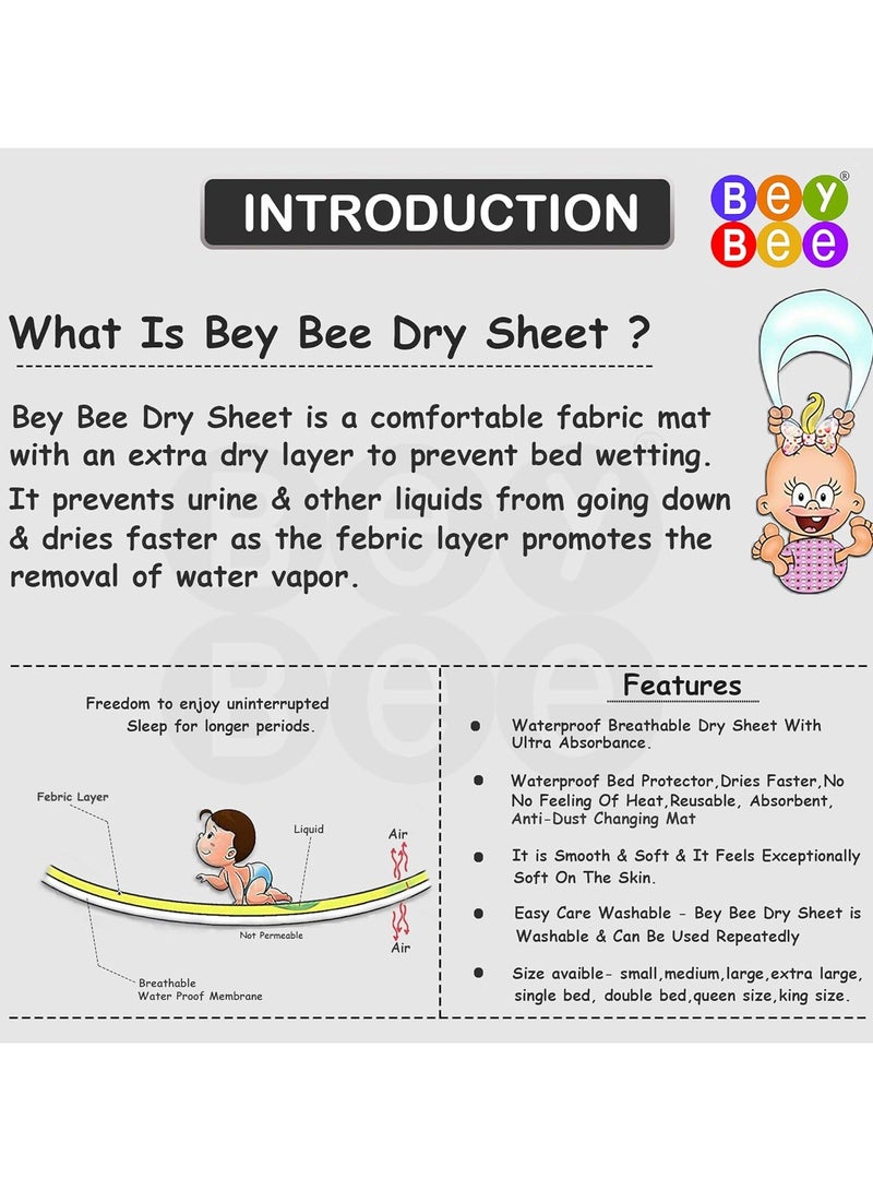 Beybee Quick Dry Baby Bed Protector Waterproof Sheet - Medium (Beige)