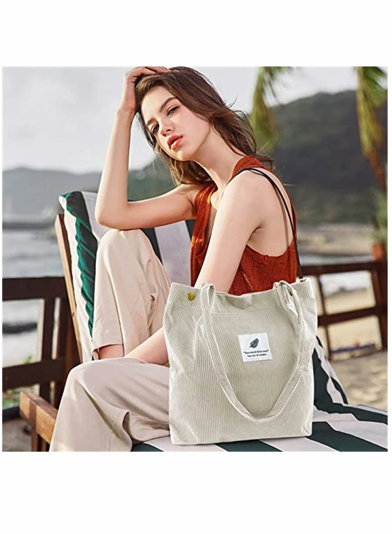 Bags, Corduroy Tote Bag, for Women Girl Canvas Shoulder Cord Purse, Women's Storage Shoulder Bag, for Work Beach Lunch Travel School Shopping