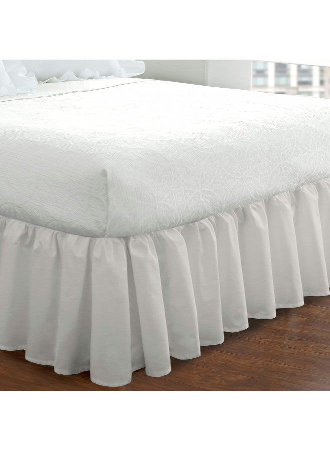 FRESH IDEAS Ideas Bedding Ruffled Bed Skirt, Classic 14 Drop Length, Gathered Styling, Full, White FRE30114WHIT02