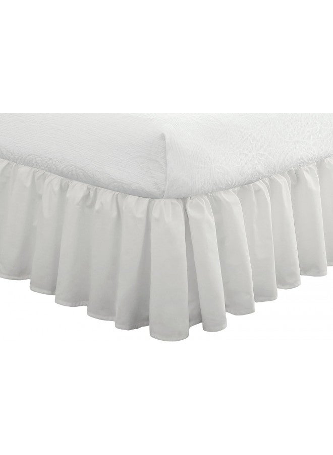 FRESH IDEAS Ideas Bedding Ruffled Bed Skirt, Classic 14 Drop Length, Gathered Styling, Full, White FRE30114WHIT02
