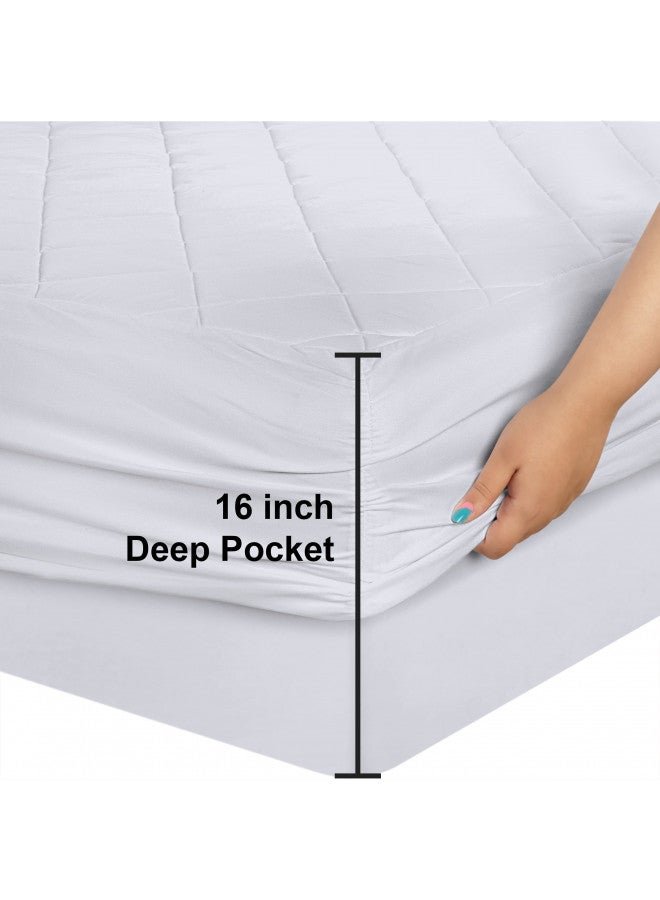 Utopia Bedding Quilted Fitted Mattress Pad (Full) - Elastic Fitted Mattress Protector - Mattress Cover Stretches up to 16 Inches Deep - Machine Washable Mattress Topper