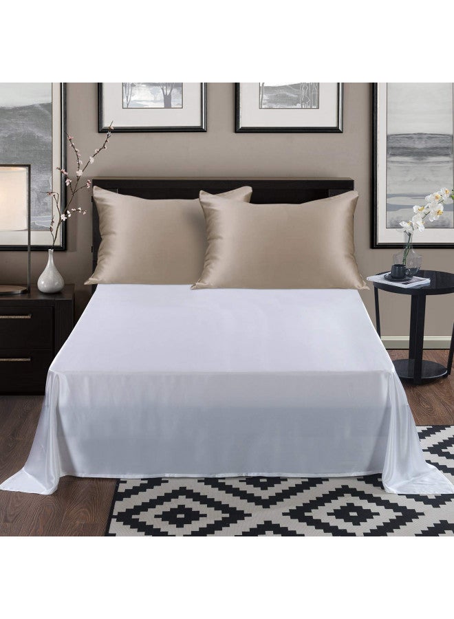 ALASKA BEAR Natural Silk Pillowcase, Hypoallergenic, 19 Momme, 600 Thread Count 100 Percent Mulberry Silk, Queen (1 Pack, Taupe Tan)