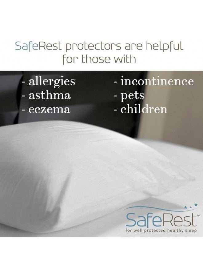 SafeRest Pillow Protector - Pack of 1 - Standard Size Waterproof Pillow Cover - Zippered Pillow Encasement for College Dorm Room, New Home, First Apartment - Cotton Terry, Waterproof, Breathable