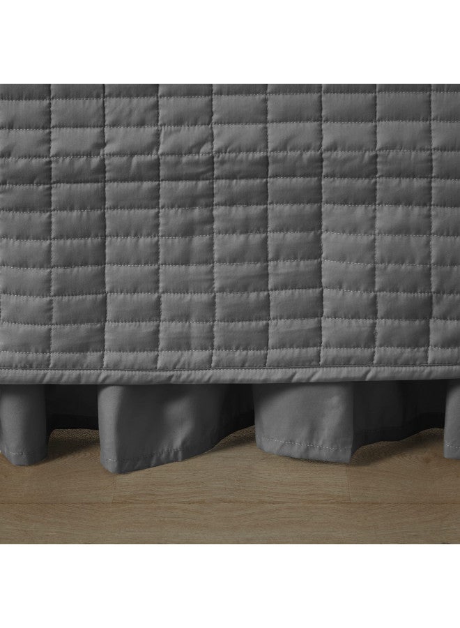 Comfort Spaces Daybed Cover- Luxe Double Sided -Quilting, All Season Cozy Bedding with Bedskirt, Matching Shams, 75'x39' Charcoal Grey 5 Piece