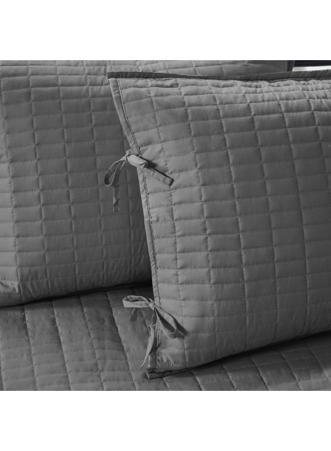 Comfort Spaces Daybed Cover- Luxe Double Sided -Quilting, All Season Cozy Bedding with Bedskirt, Matching Shams, 75'x39' Charcoal Grey 5 Piece