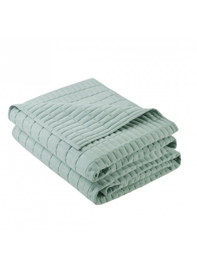 Comfort Spaces Kienna Quilt Set-Luxury Double Sided Stitching Design Summer Blanket, Lightweight, Soft, All Season Bedding Layer, Matching Sham, Seafoam, Coverlet Full/Queen(90