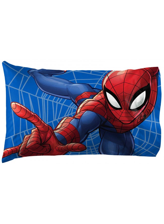 Jay Franco Marvel Spiderman Web Sides 1 Single Reversible Pillowcase - Double-Sided Kids Super Soft Bedding (Official Marvel Product)