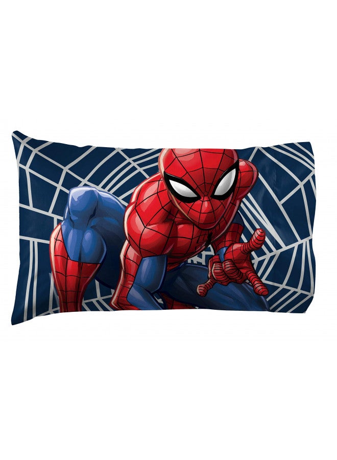 Jay Franco Marvel Spiderman Web Sides 1 Single Reversible Pillowcase - Double-Sided Kids Super Soft Bedding (Official Marvel Product)